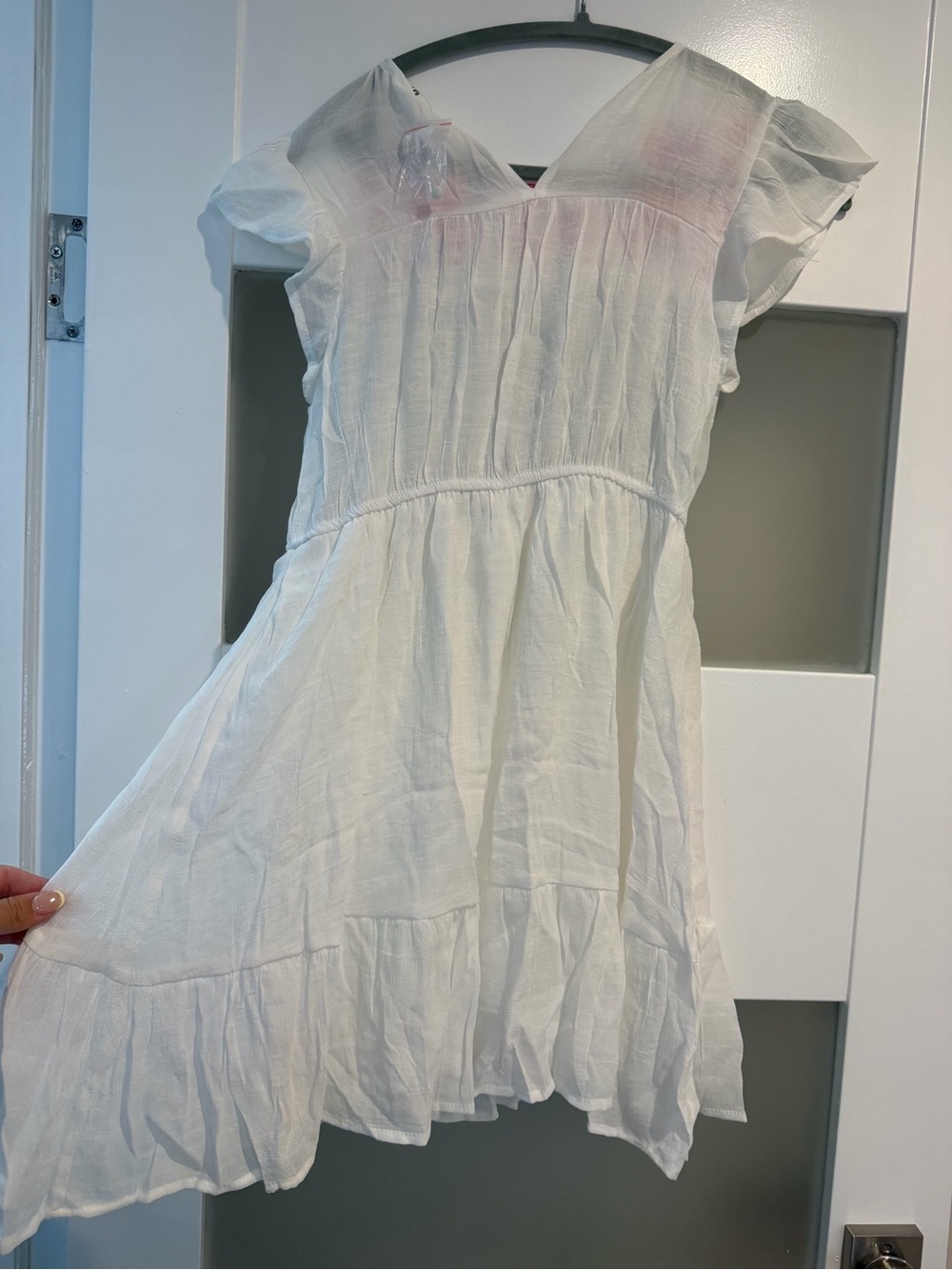 White Embroidered Flutter Sleeve Sundress - Picture 3 of 5